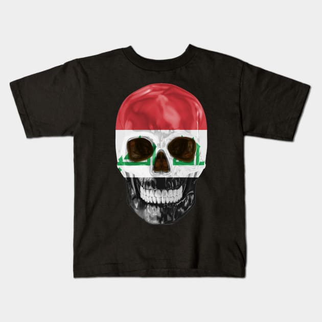 Iraq Flag Skull - Gift for Iraqi With Roots From Iraq Kids T-Shirt by Country Flags